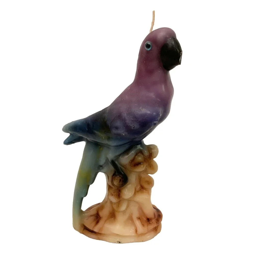 Unique Parrot Parakeet Multicolored Candle Purple Green Beige Bird Decor COD20